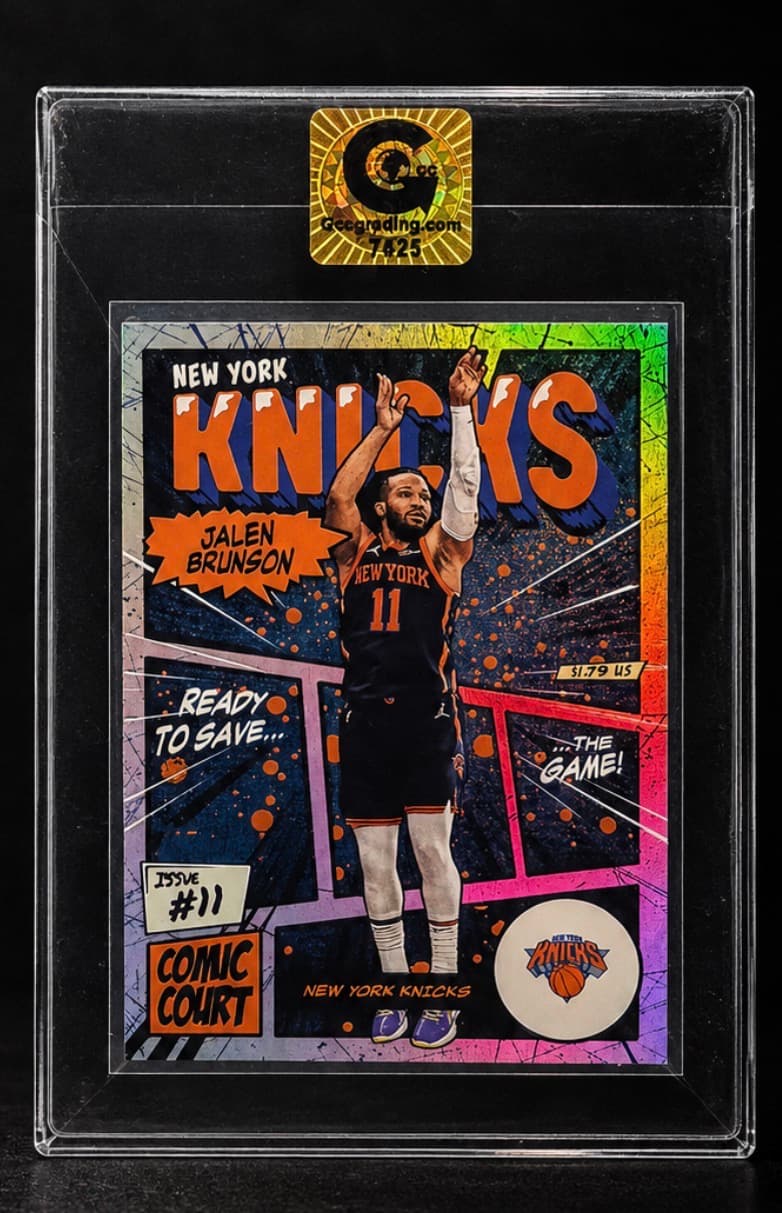 Jalen Brunson Comic Court Card with GCC Gold Sticker