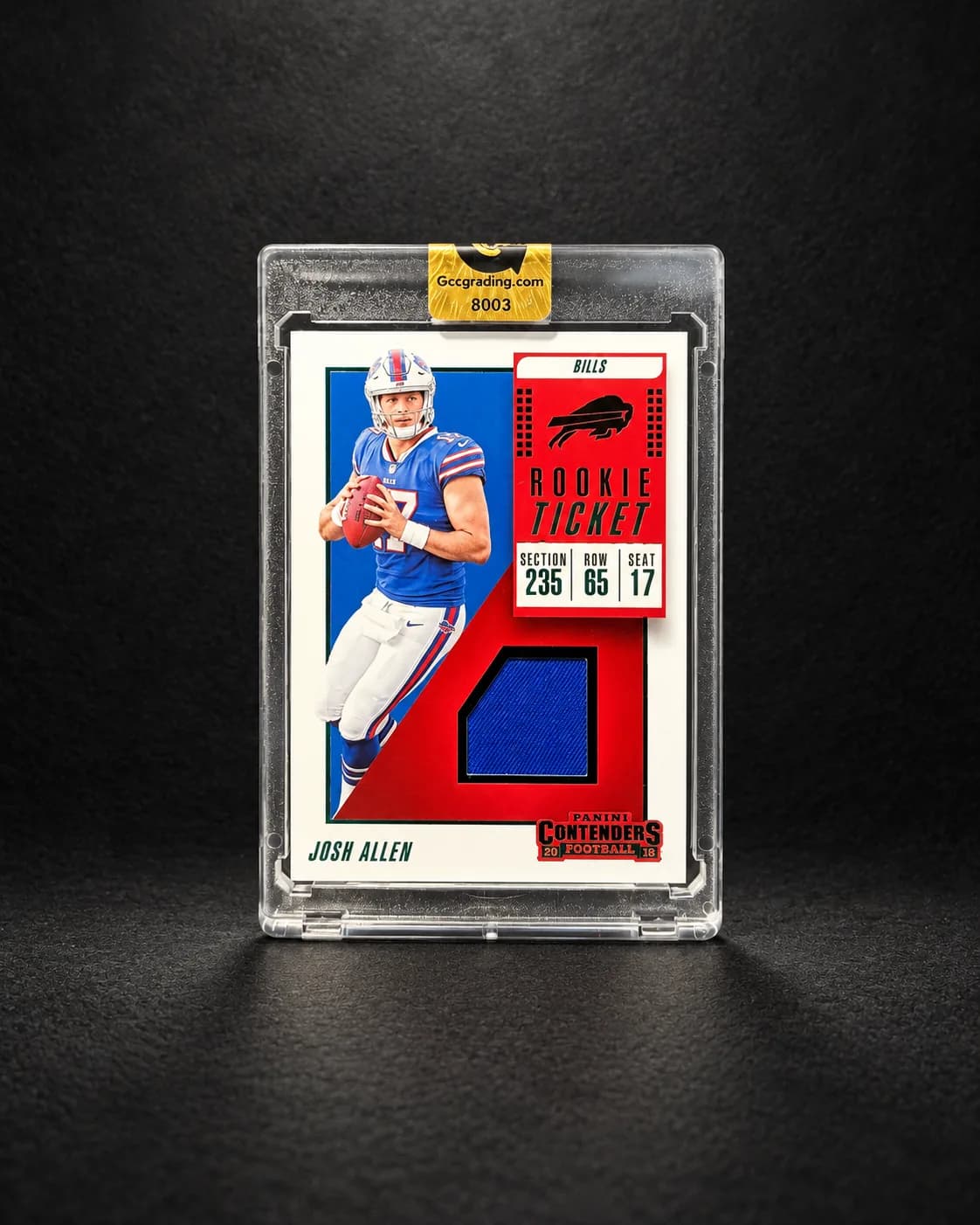 Oversized Josh Allen sports card secured in a GCC Mag Holder